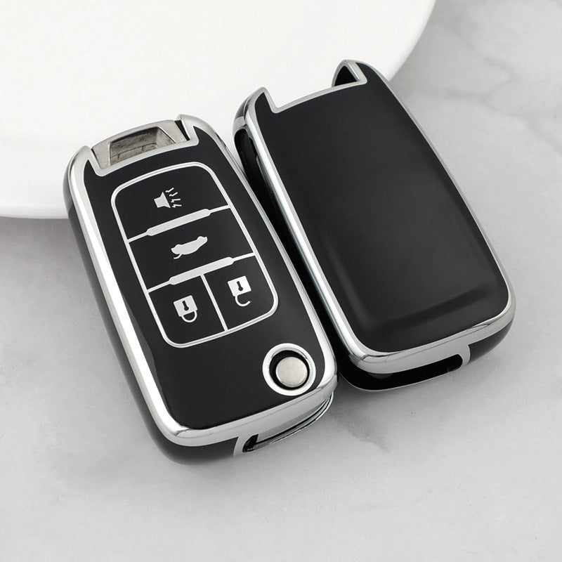 Carsine Chevrolet Buick Car Key Cover Silver Edge Black / Key case