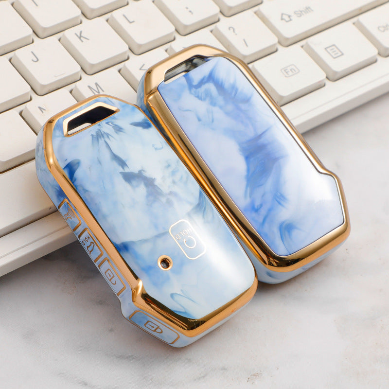 Carsine Kia Car Key Case Gold Inlaid With Jade Blue / Key case