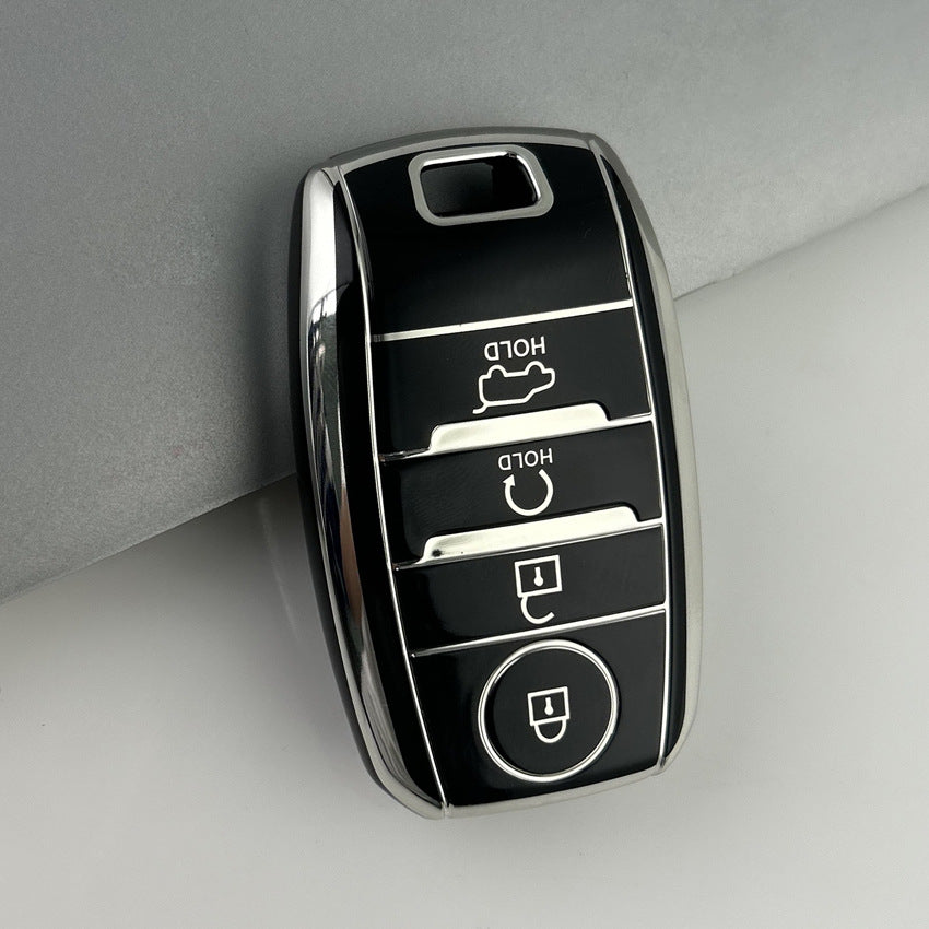 Carsine Kia Car Key Cover Silver Edge Black / Key case
