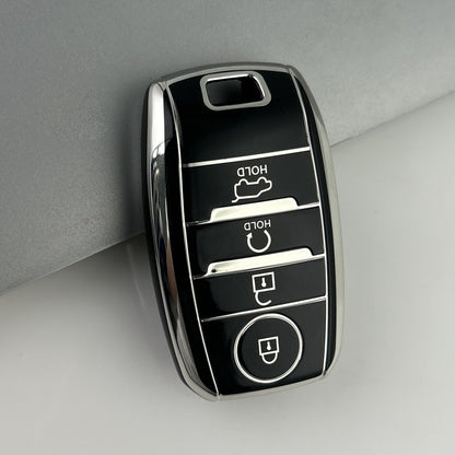 Carsine Kia Car Key Cover Silver Edge Black / Key case
