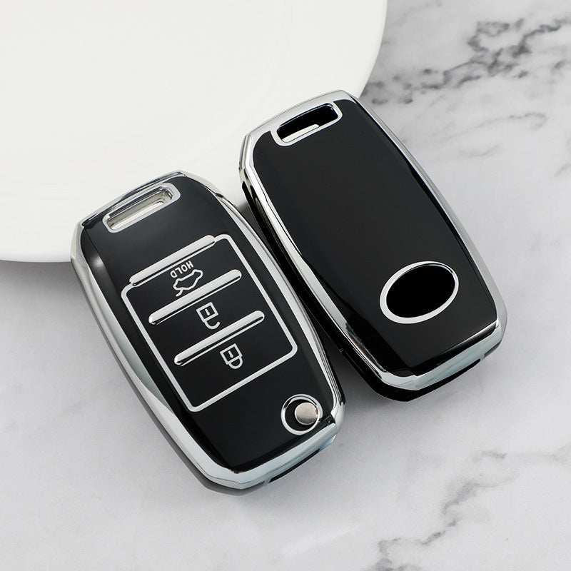 Carsine Kia Car Key Cover Silver Edge Black / Key case