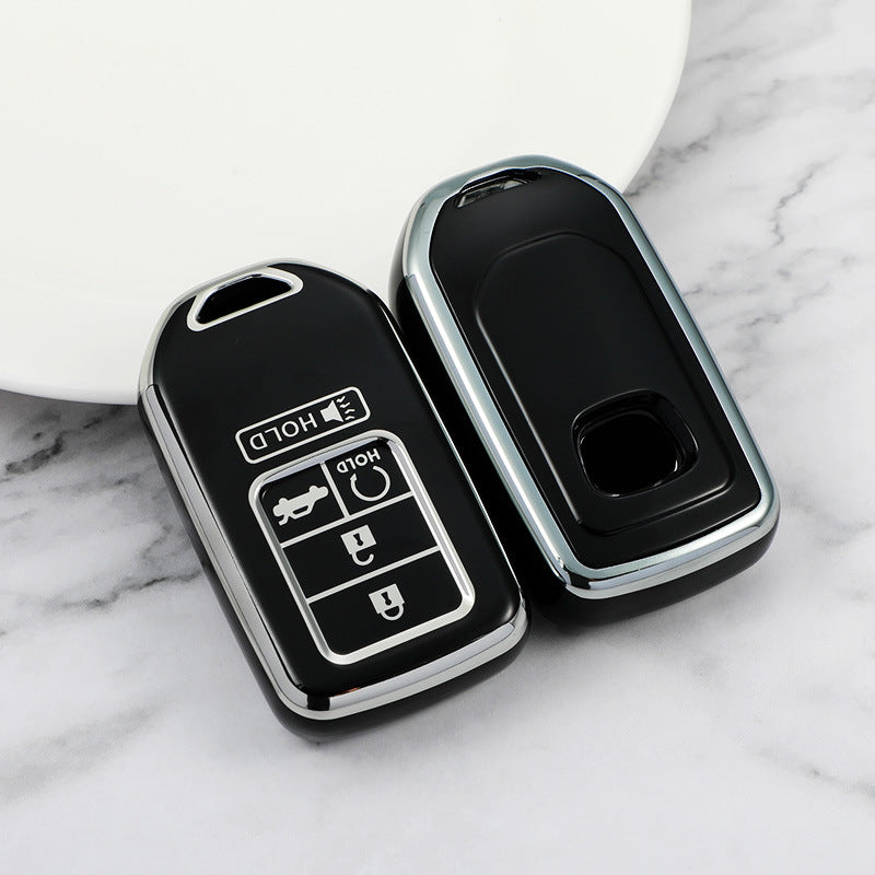 Carsine Honda Acura Car Key Cover Silver Edge Black / Key case