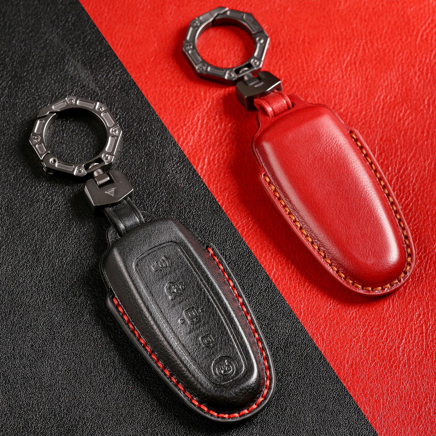 Ford Edge Explorer Lincoln MKT 2017 Navigator Leather Car Key Cover 4 Button