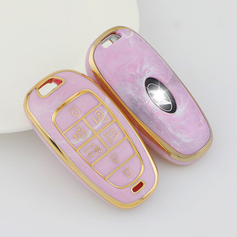 Carsine Hyundai Car Key Case Gold Inlaid With Jade Pink / Key case