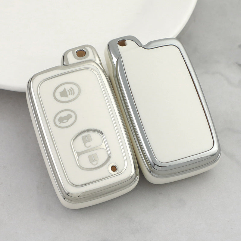 Carsine Toyota Car Key Cover Silver Edge White / Key case