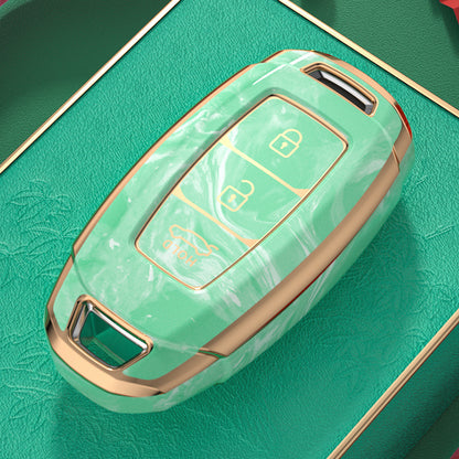 Carsine Hyundai Car Key Case Gold Inlaid With Jade Green / Key case