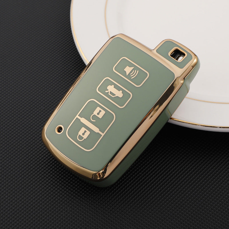 Carsine Toyota Car Key Case Golden Edge 4 Buttons / Green / Key case
