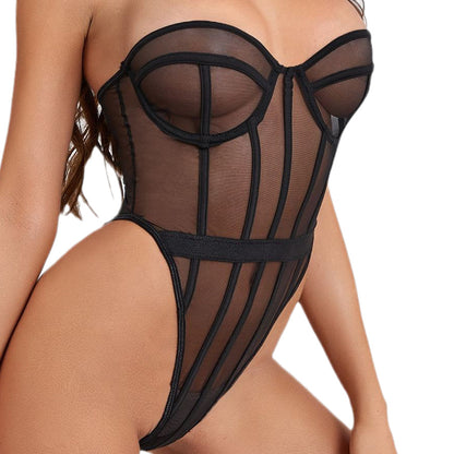 See-through tube top bodysuit sexy lingerie