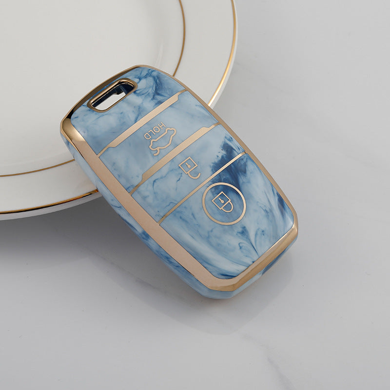 Carsine Kia Car Key Case Gold Inlaid With Jade Blue / Key case