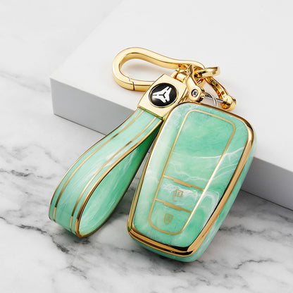 Carsine Toyota Car Key Case Gold Inlaid With Jade Green / Key case + strap