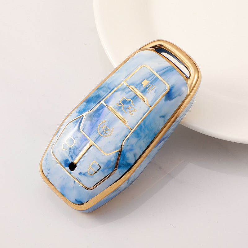 Carsine Ford Car Key Case Gold Inlaid With Jade Blue / Key case