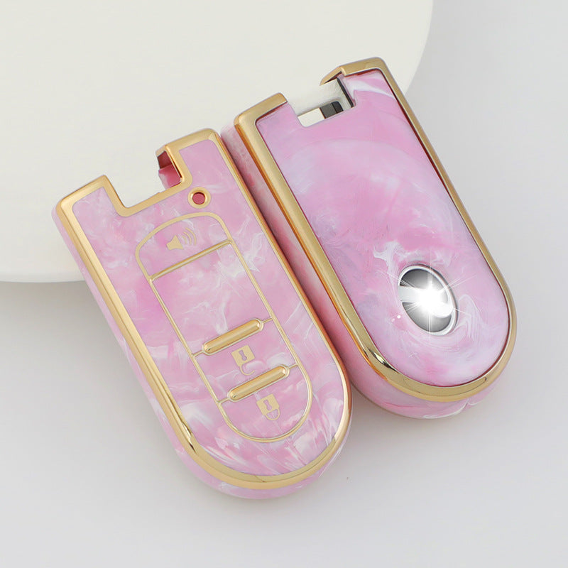 Carsine Toyota Car Key Case Gold Inlaid With Jade Pink / Key case