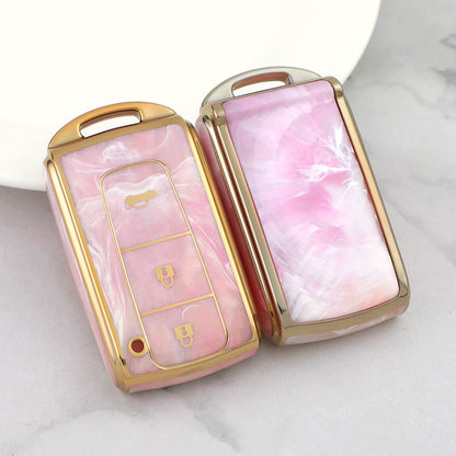 Carsine Toyota Car Key Case Gold Inlaid With Jade Pink / Key case