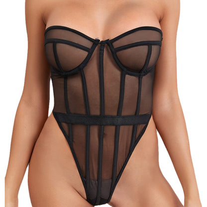 See-through tube top bodysuit sexy lingerie