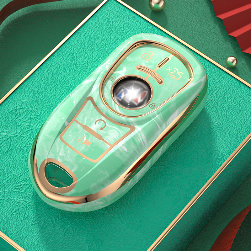 Carsine Buick Car Key Case Gold Inlaid With Jade Green / Key case