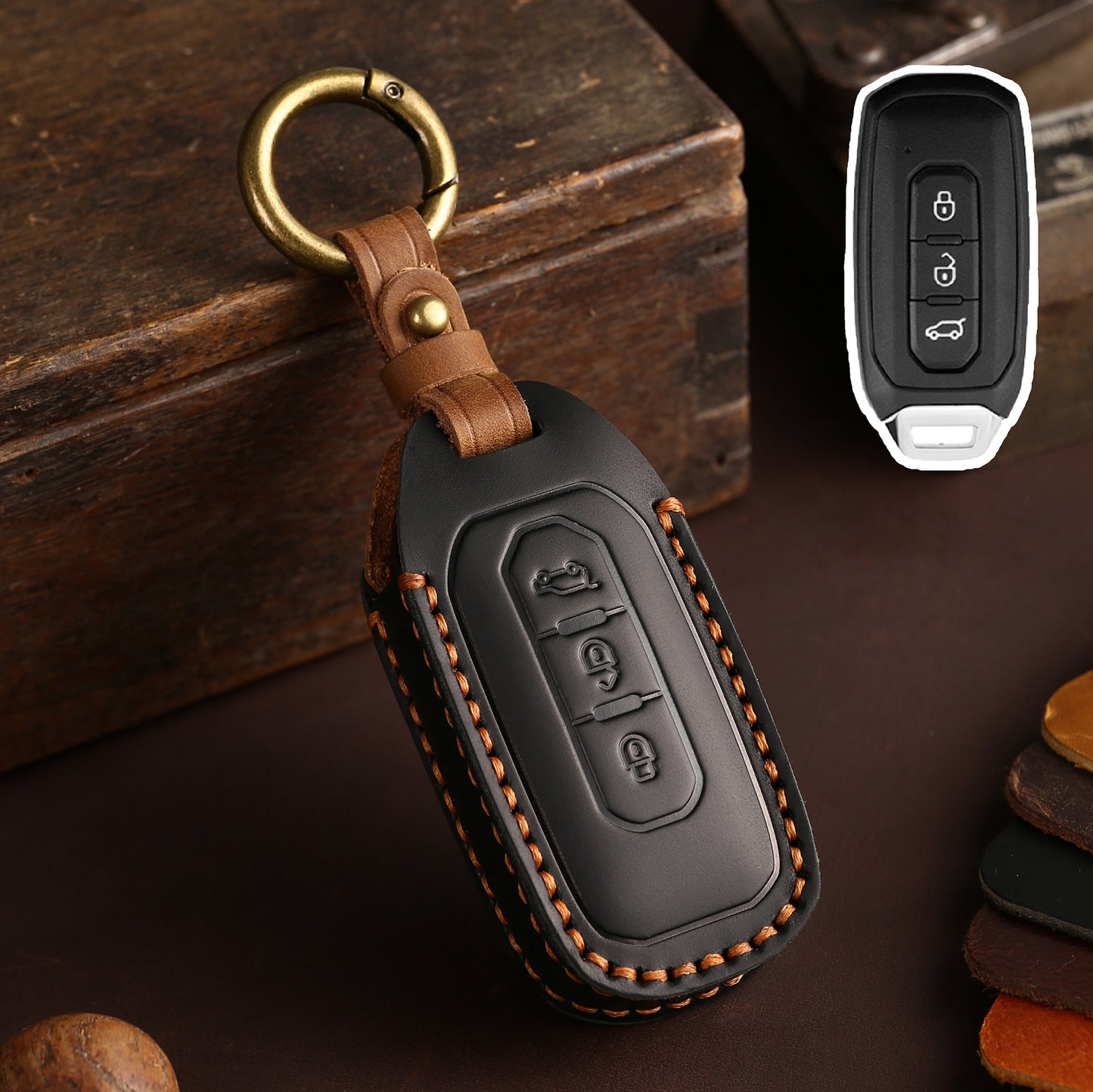 Ford Leather Car Key Cover 3 Button