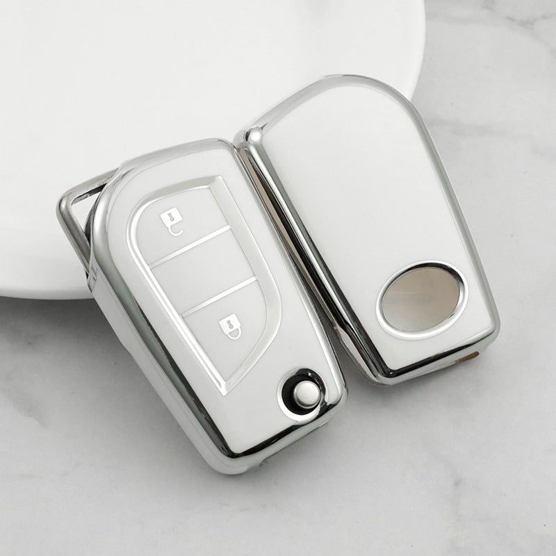 Carsine Toyota Car Key Cover Silver Edge White / Key case