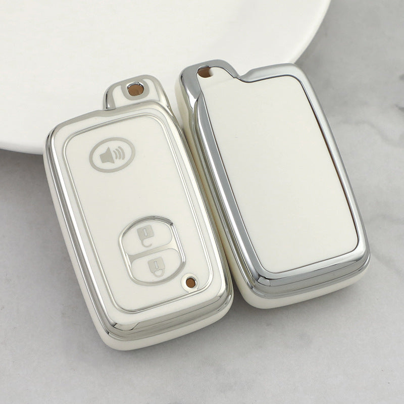 Carsine Toyota Car Key Cover Silver Edge White / Key case