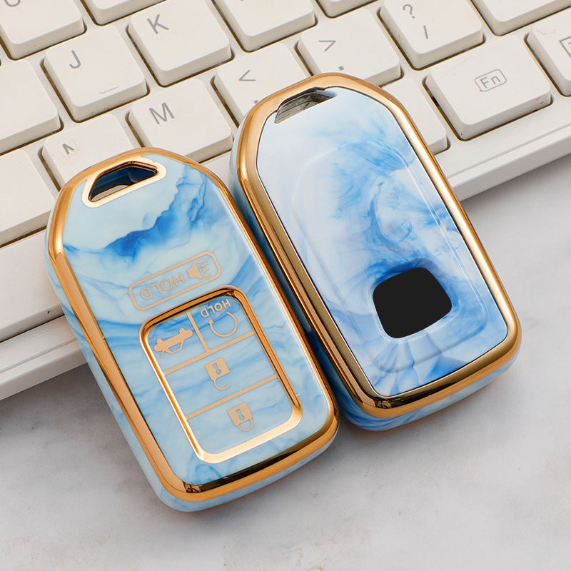 Carsine Honda Car Key Case Gold Inlaid With Jade Blue / Key case