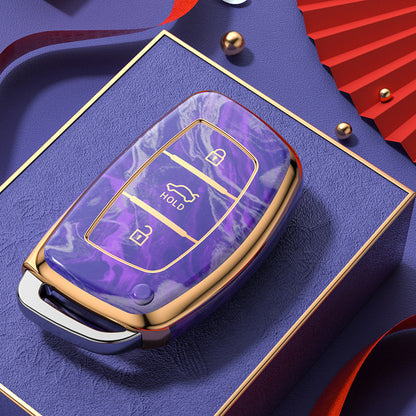 Carsine Hyundai Car Key Case Gold Inlaid With Jade Purple / Key case