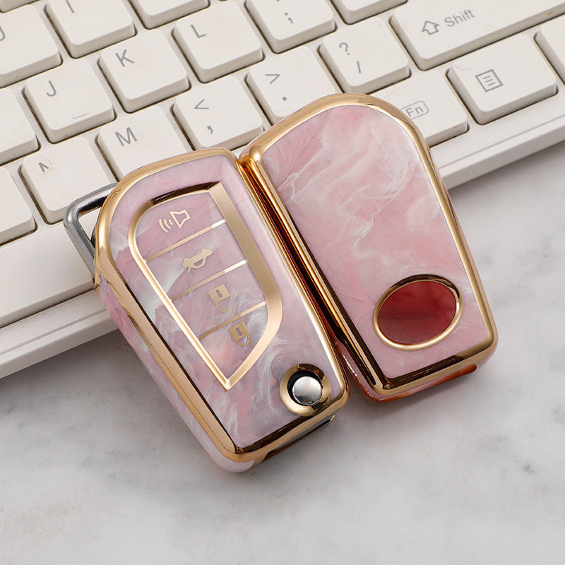 Carsine Toyota Car Key Case Gold Inlaid With Jade Pink / Key case