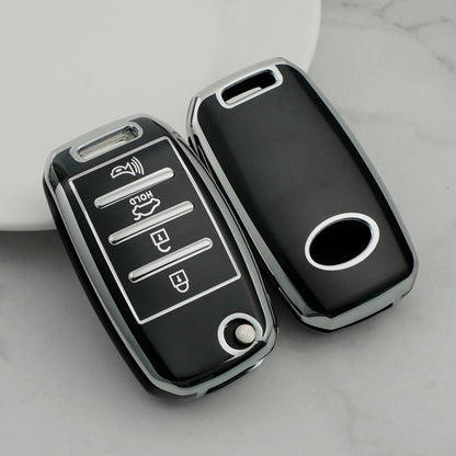 Carsine Kia Car Key Cover Silver Edge Black / Key case