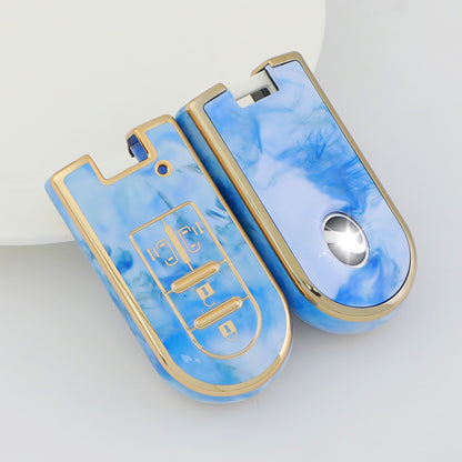 Carsine Toyota Car Key Case Gold Inlaid With Jade Blue / Key case