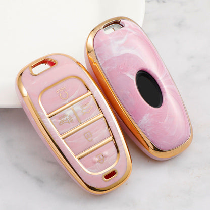 Carsine Hyundai Car Key Case Gold Inlaid With Jade Pink / Key case