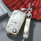 Carsine Volkswagen Car Key Case Gold Inlaid With Jade Grey / Key case + strap