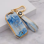 Carsine Kia Car Key Case Gold Inlaid With Jade Blue / Key case + strap