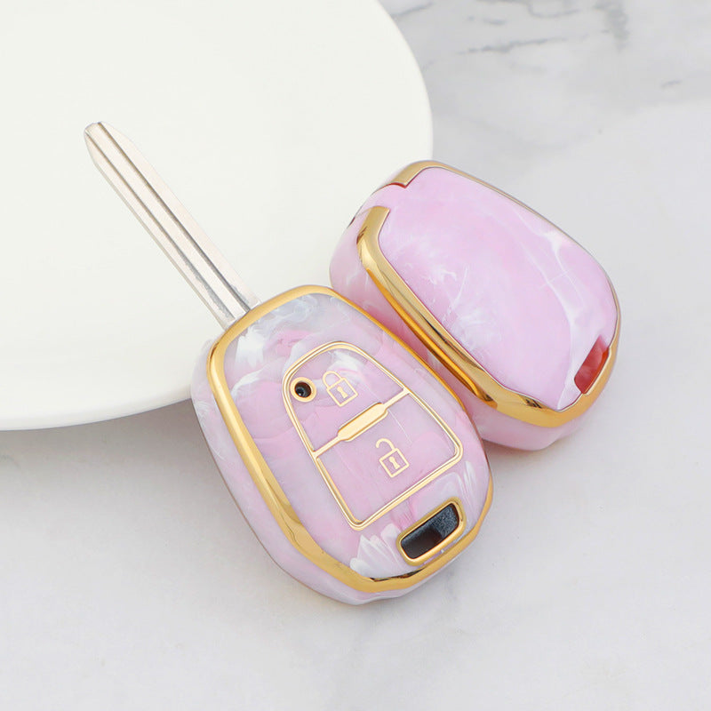 Étui pour clé de voiture Isuzu en or incrusté de jade