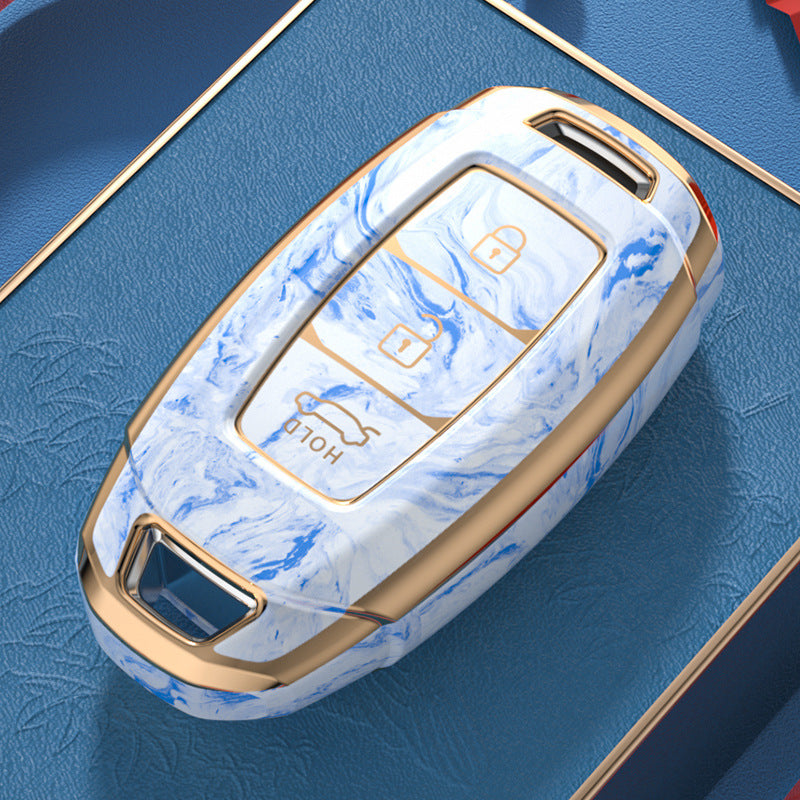 Carsine Hyundai Car Key Case Gold Inlaid With Jade Blue / Key case