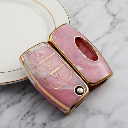 Carsine Ford Car Key Case Gold Inlaid With Jade Pink / Key case