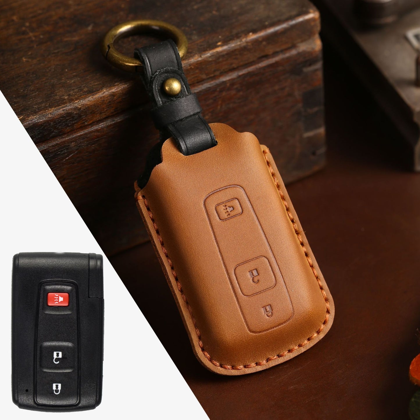 Toyota Crown Leather Car Key Cover 3 Button