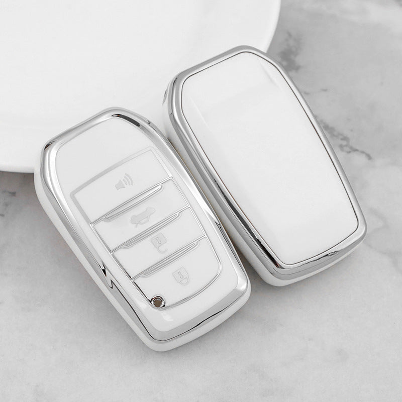 Carsine Toyota Car Key Cover Silver Edge White / Key case