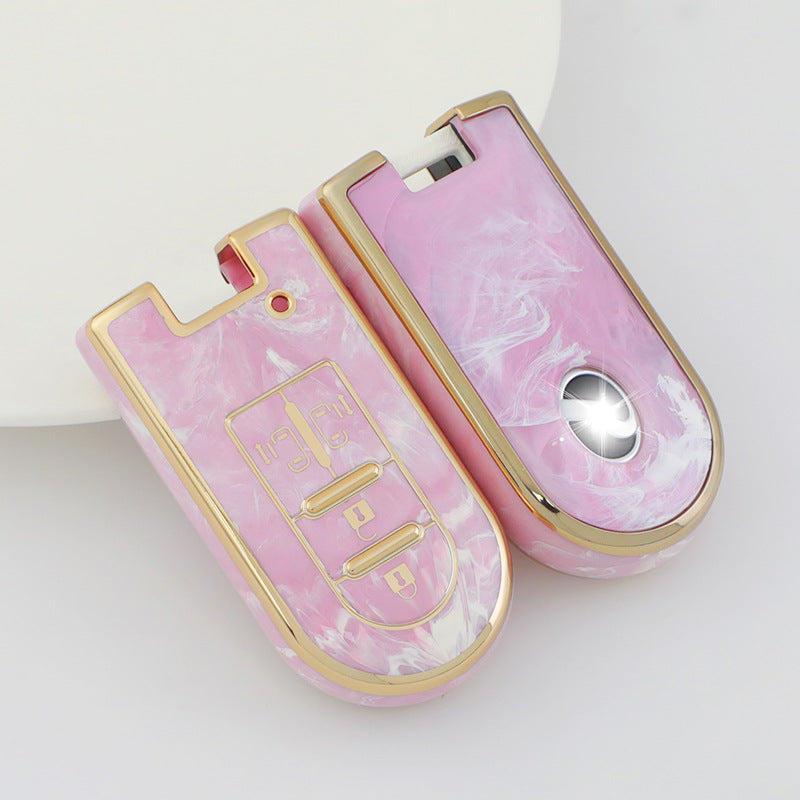 Carsine Toyota Car Key Case Gold Inlaid With Jade Pink / Key case