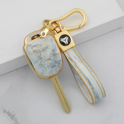 Carsine Toyota Car Key Case Gold Inlaid With Jade Grey / Key case + strap