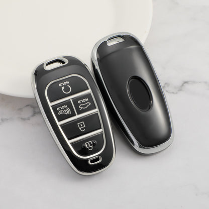 Carsine Hyundai Car Key Cover Silver Edge Black / Key case