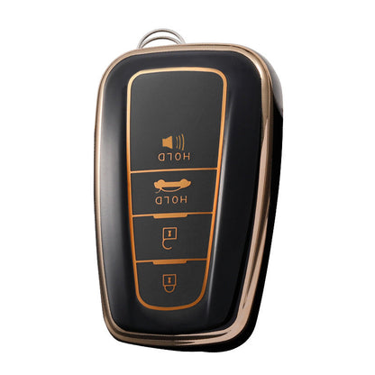 Carsine Toyota Car Key Case Golden Edge 4 Buttons / Black / Key case