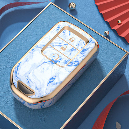 Carsine Honda Car Key Case Gold Inlaid With Jade Blue / Key case