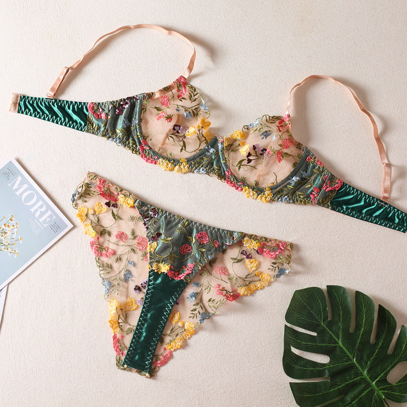 Floral Colorblock Bra and Briefs 2-Piece Set