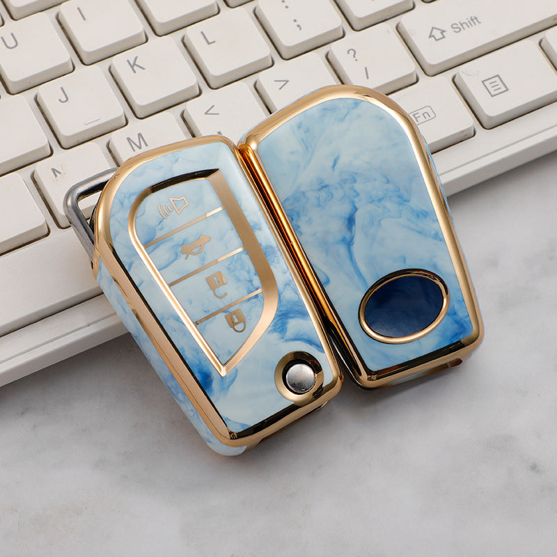 Carsine Toyota Car Key Case Gold Inlaid With Jade Blue / Key case