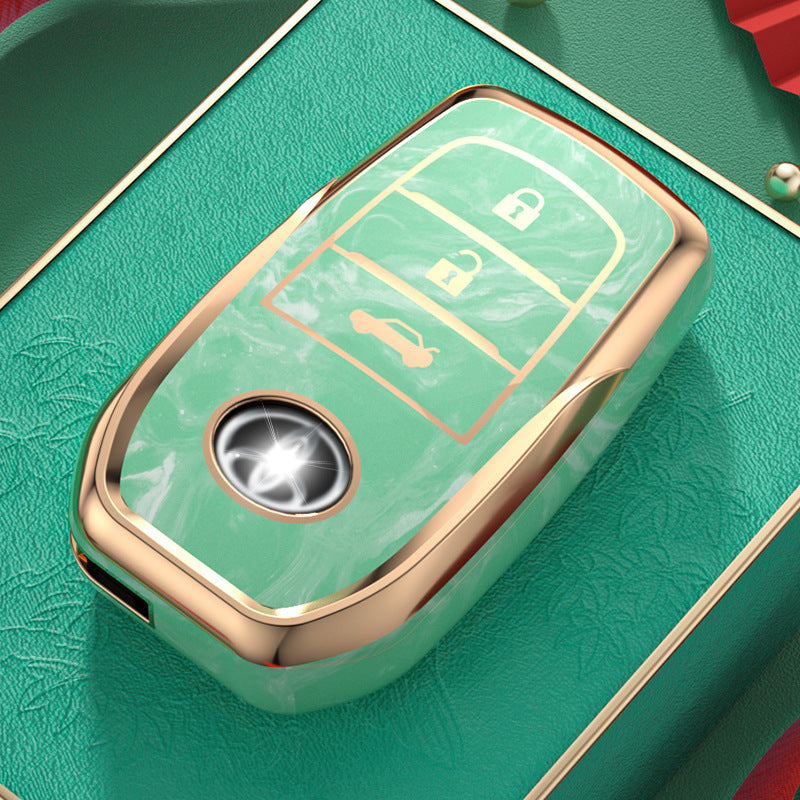 Carsine Toyota Car Key Case Gold Inlaid With Jade Green / Key case