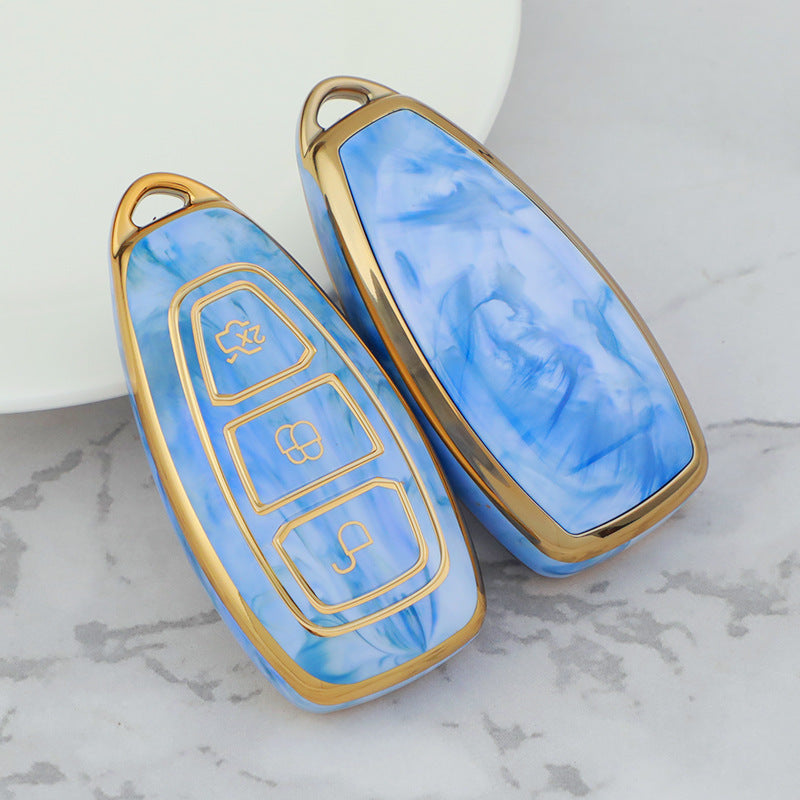 Carsine Ford Car Key Case Gold Inlaid With Jade Blue / Key case