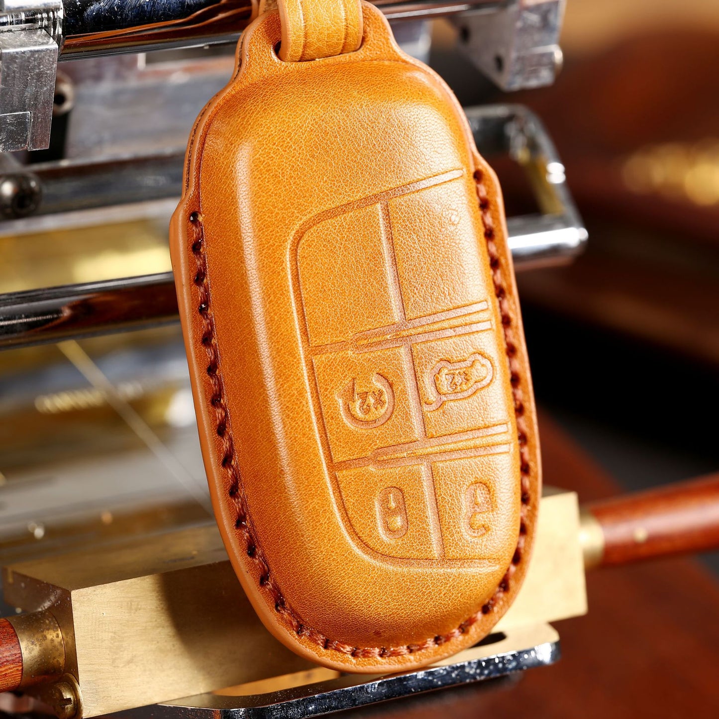 Jeep Leather Car Key Cover 4 Button