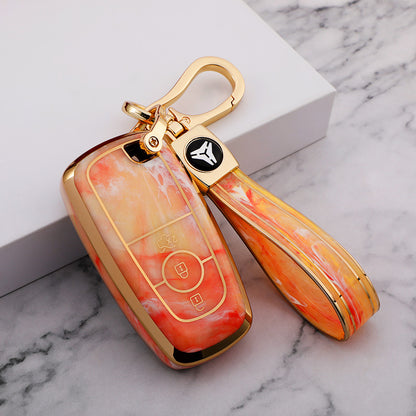 Carsine Ford Car Key Case Gold Inlaid With Jade Yellow / Key case + strap