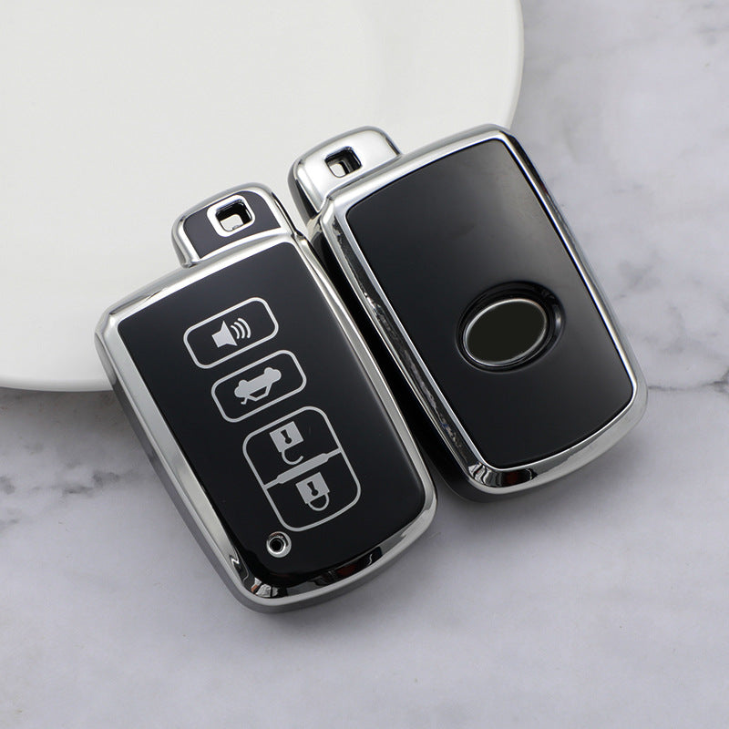 Carsine Toyota Car Key Cover Silver Edge Black / Key case