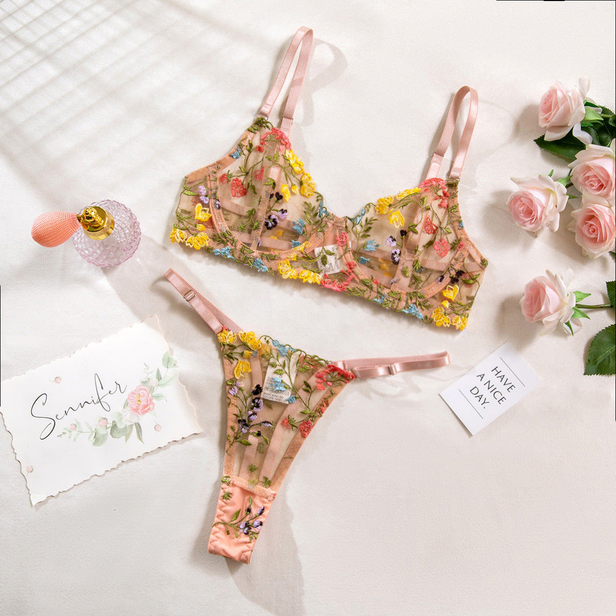 Floral Bra Thong 2-Piece Set