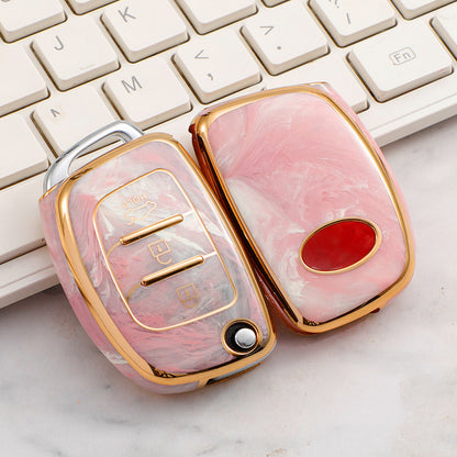 Carsine Hyundai Car Key Case Gold Inlaid With Jade Pink / Key case