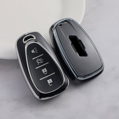 Carsine Chevrolet Car Key Cover Silver Edge Black / Key case